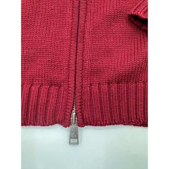 Armani Exchange Full-Zip Knit Sweater XXL Red Nordic Pattern Wool Blend Ribbed C - Picture 4 of 15